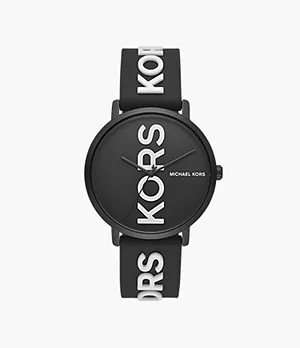 Michael Kors Women's Charley Three-Hand Black Silicone Watch