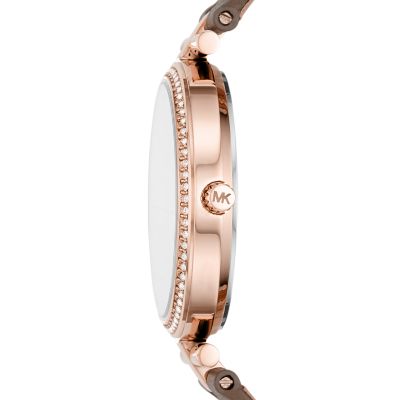 Michael Kors Women's Maci Three-Hand Truffle Leather Watch