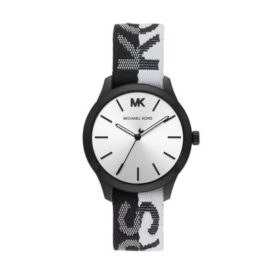 black and white michael kors watch