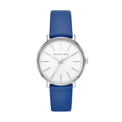 Michael Kors Women's Pyper Three-Hand Cobalt Blue Leather Watch MK2845 - Watch Station