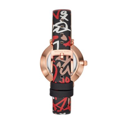 michael kors red leather watch