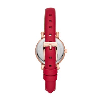 michael kors red leather watch