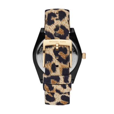 leopard print michael kors watch