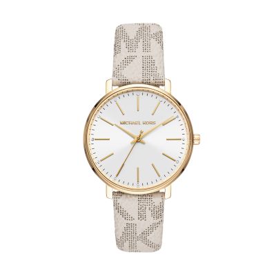 Michael Kors Women s Pyper Three Hand White PVC Band MK2858 Watch Station