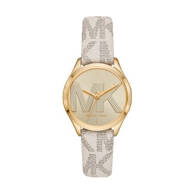 Michael Kors Women's Jaycie Three-Hand White Leather Watch - MK2861 - Watch  Station