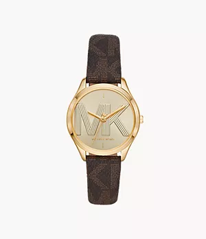 Michael Kors Women's Jaycie Three-Hand Brown Leather Watch