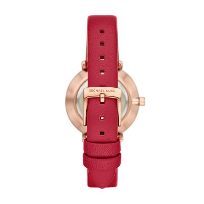 michael kors watch red leather strap