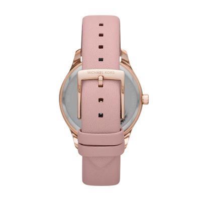 Michael Kors Layton Three-Hand Powder Blush Leather Watch - MK2909