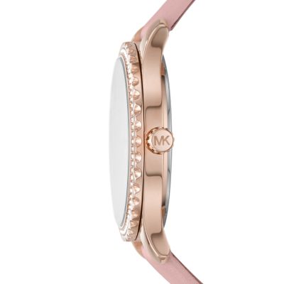 Michael Kors Layton Three-Hand Powder Blush Leather Watch - MK2909 