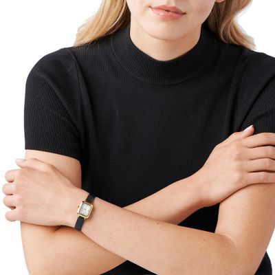 Michael Kors Alane Two-Hand Black Leather Watch - MK2922 - Watch Station