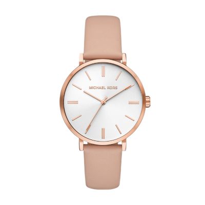 Michael kors rose on sale gold leather watch