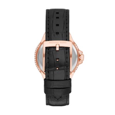 Michael Kors Camille Three-Hand Black Croc Leather Watch - MK2962