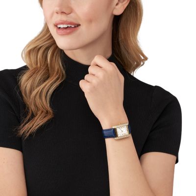 Michael Kors Emery Three-Hand Navy Croco Leather Watch