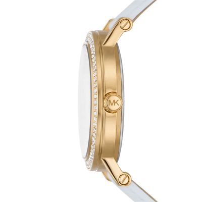 Michael kors white online leather watch