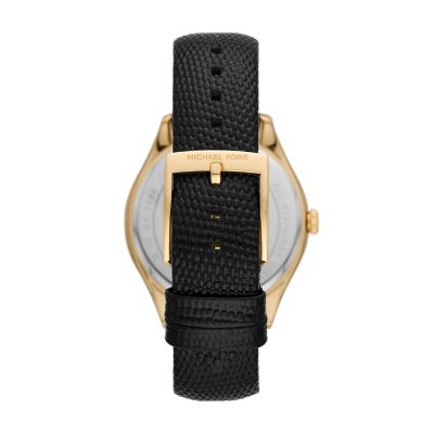 Michael Kors Harlowe Three-Hand Black Lizard Watch - MK2988