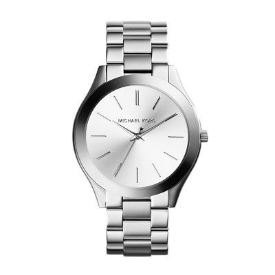 Michael Kors Women's Silver-Tone Runway Slim Watch - Silver
