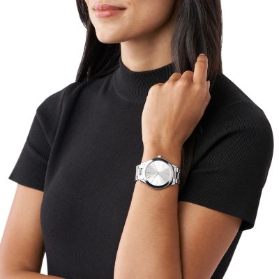 Michael kors discount silver glitter watch