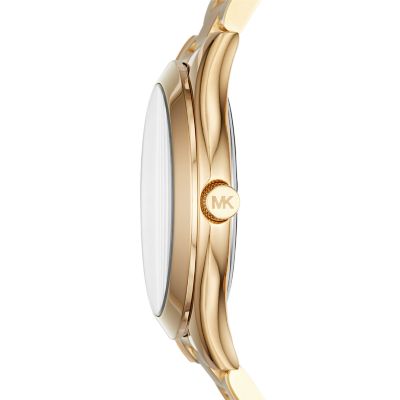 Michael Kors Mini Slim Runway Three Hand Gold Tone Stainless Steel Watch MK3512 Watch Station