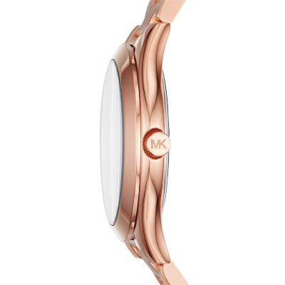 Michael Kors Mini Slim Runway Three Hand Rose Gold Tone Steel Watch MK3513 Watch Station