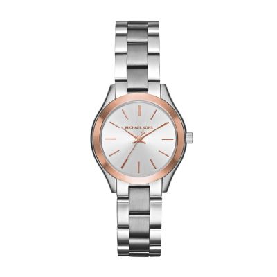 Michael kors mini slim runway watch on sale silver