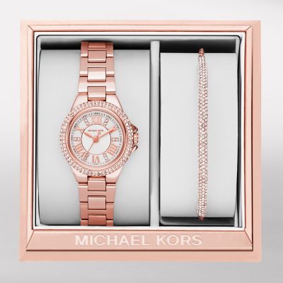 Michael Kors Camille Three-Hand Rose Gold-Tone Stainless Steel Watch Set -  MK3654 - Watch Station