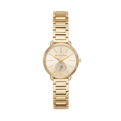 Hand Gold-Tone Stainless Steel Watch