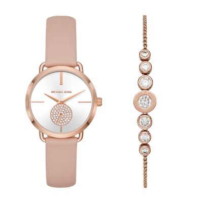 michael kors pink leather watch