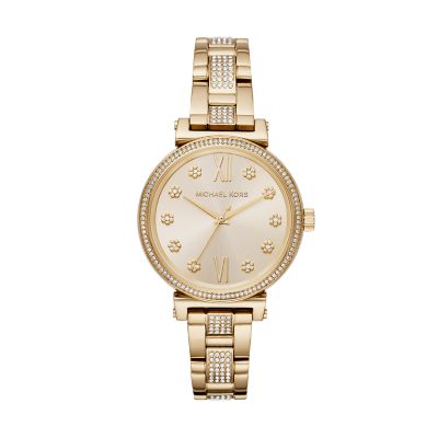 Hand Gold-Tone Stainless Steel Watch 