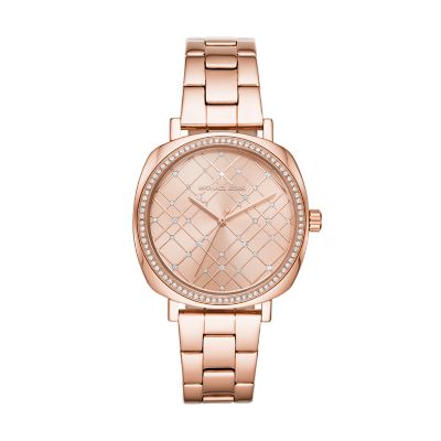 mk silver and rose gold watch