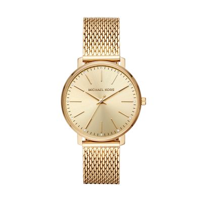 Michael Kors Women's Pyper Three-Hand Gold-Tone Stainless Steel