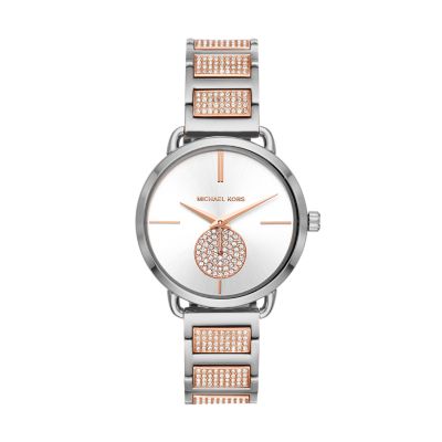 Michael Kors Ladies Portia Rose Gold tone And Pav Watch