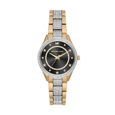 lauryn pave black tone watch