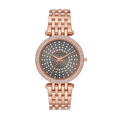 michael kors grey and rose gold watch