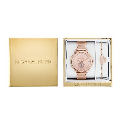 michael kors rose gold watch set