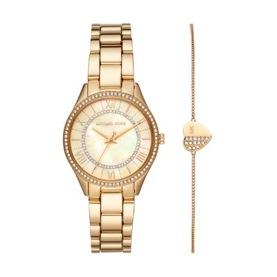 Michael Kors Lauryn Three-Hand Gold-Tone Stainless Steel Watch