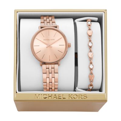 Michael Kors Women's Mini Pyper Rose Gold-Tone Stainless Steel Watch and  Bracelet Gift Set - MK4496 - Watch Station
