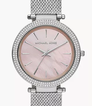 Michael Kors Darci Three-Hand Silver Crystal Watch