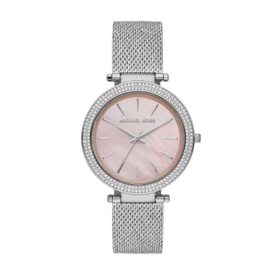 Silver hot sale mk watch