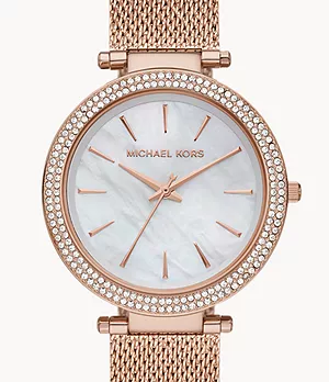 Michael Kors Darci Three-Hand Rose Gold Crystal Watch