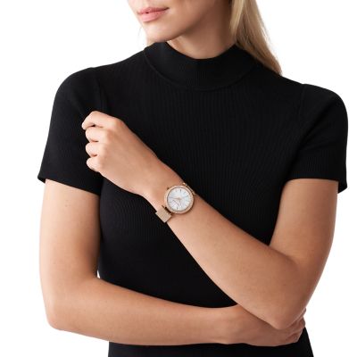 Rose gold crystal discount watch