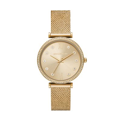 Michael kors gold on sale watch with swarovski crystals