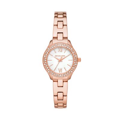 michael kors white rose gold watch