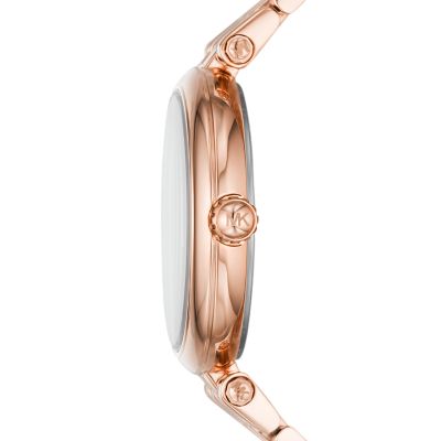 Michael Kors Diamond Darci Three-Hand Rose Gold-Tone Stainless