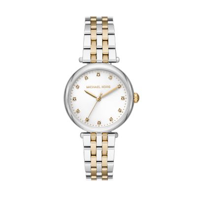 Montre Michael Kors Diamond Darci a trois aiguilles en acier inoxydable bicolore