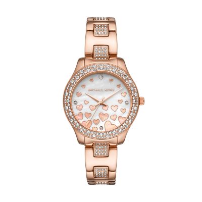 Michael Kors Liliane Three-Hand Rose Gold-Tone Stainless Steel