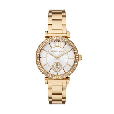 Michael Kors Abbey Three Hand Gold Tone Stainless Steel Watch