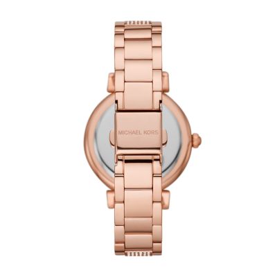 Michael Kors Abbey Three-Hand Rose Gold-Tone Stainless Steel Watch