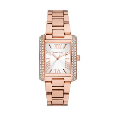 Michael kors square rose gold watch hotsell