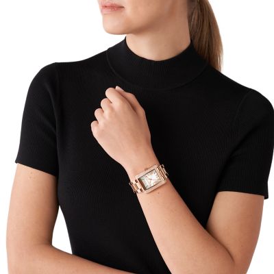 Michael Kors Emery Three-Hand Rose Gold-Tone Stainless Steel Watch