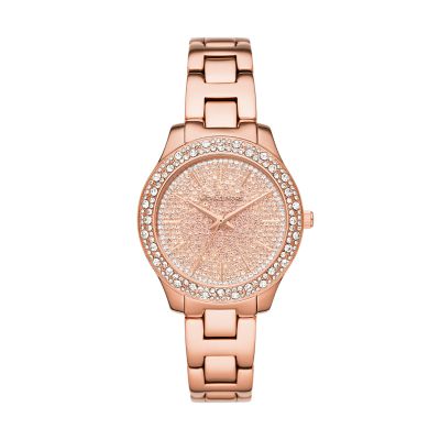 Michael Kors Liliane Three-Hand Rose Gold-Tone Stainless Steel